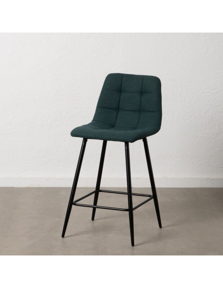 Tabouret de bar moderne chic Tissu Vert Matelassé Métal Noir Terimo (Lot de 4) - 11