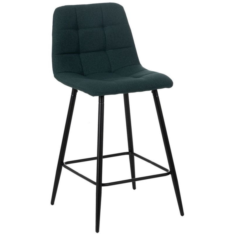 Tabouret de bar moderne chic Tissu Vert Matelassé Métal Noir Terimo (Lot de 4) - 1