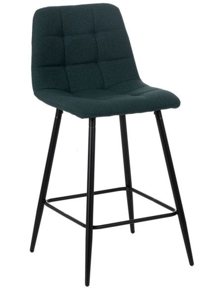 Tabouret de bar moderne chic Tissu Vert Matelassé Métal Noir Terimo (Lot de 4) - 1
