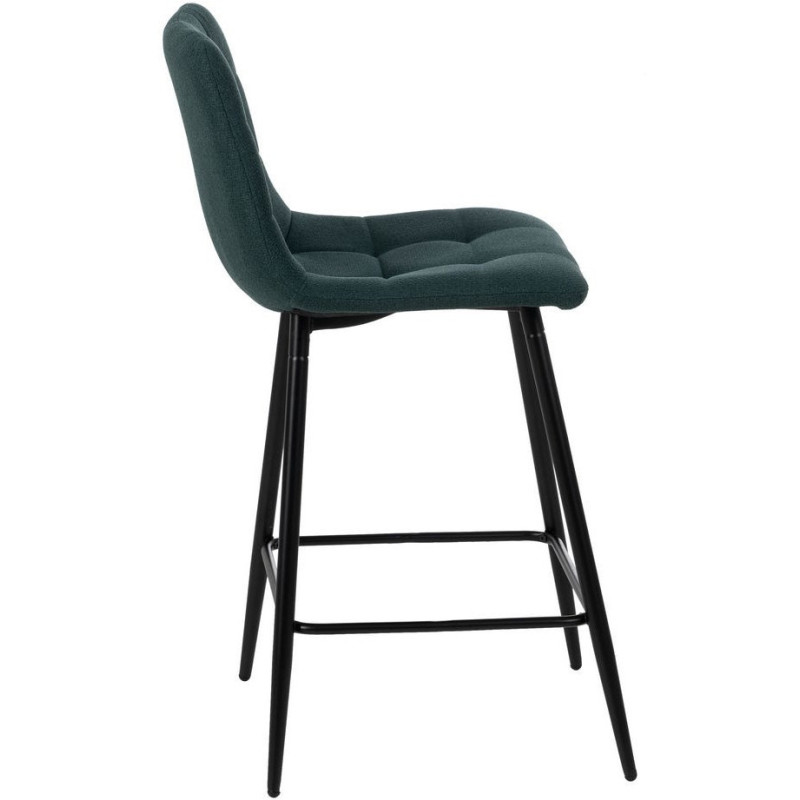 Tabouret de bar moderne chic Tissu Vert Matelassé Métal Noir Terimo (Lot de 4) - 2
