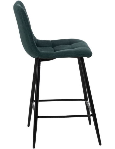 Tabouret de bar moderne chic Tissu Vert Matelassé Métal Noir Terimo (Lot de 4) - 2