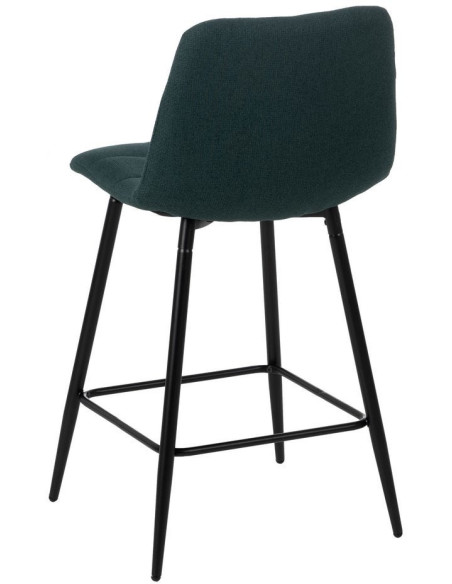 Tabouret de bar moderne chic Tissu Vert Matelassé Métal Noir Terimo (Lot de 4) - 3
