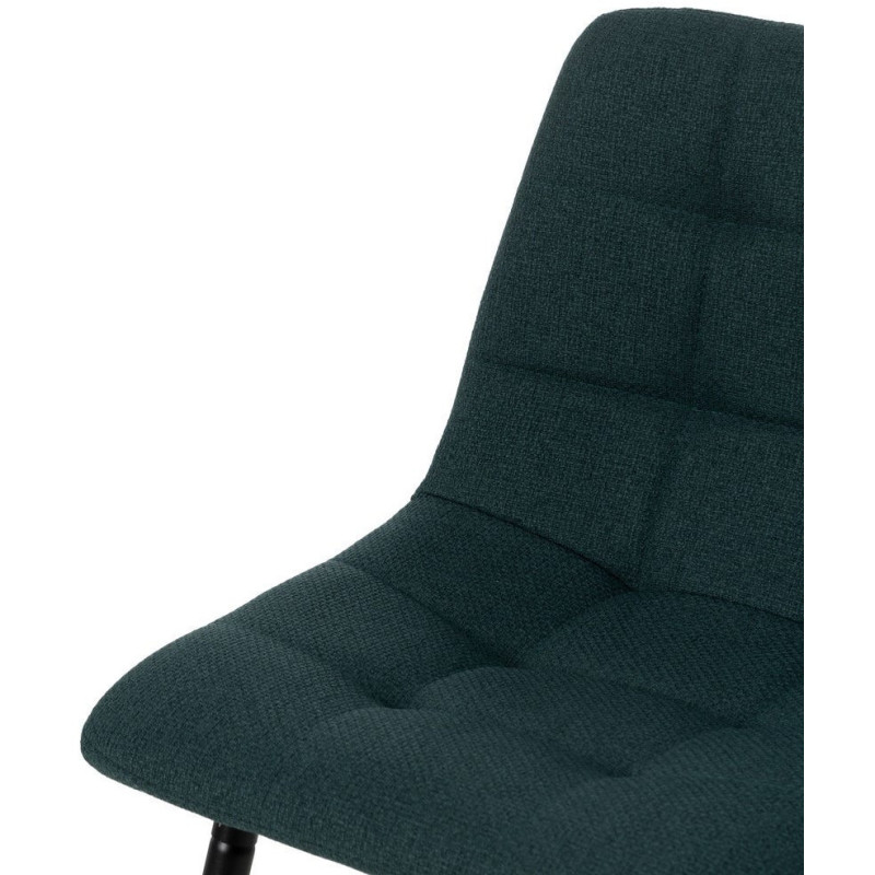 Tabouret de bar moderne chic Tissu Vert Matelassé Métal Noir Terimo (Lot de 4) - 6