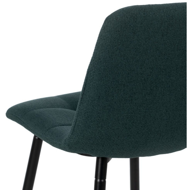 Tabouret de bar moderne chic Tissu Vert Matelassé Métal Noir Terimo (Lot de 4) - 9