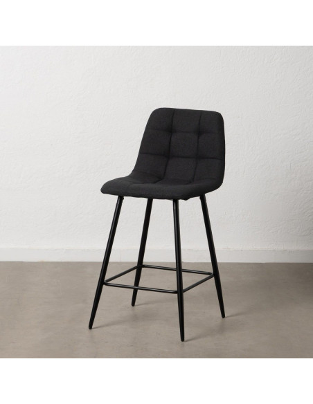 Tabouret de bar moderne chic Tissu Noir Matelassé Métal Noir Terimo (Lot de 4) - 11