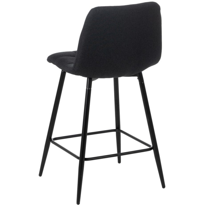 Tabouret de bar moderne chic Tissu Noir Matelassé Métal Noir Terimo (Lot de 4) - 3