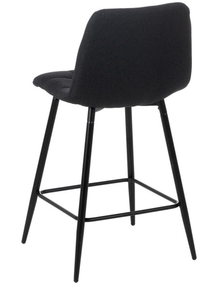 Tabouret de bar moderne chic Tissu Noir Matelassé Métal Noir Terimo (Lot de 4) - 3