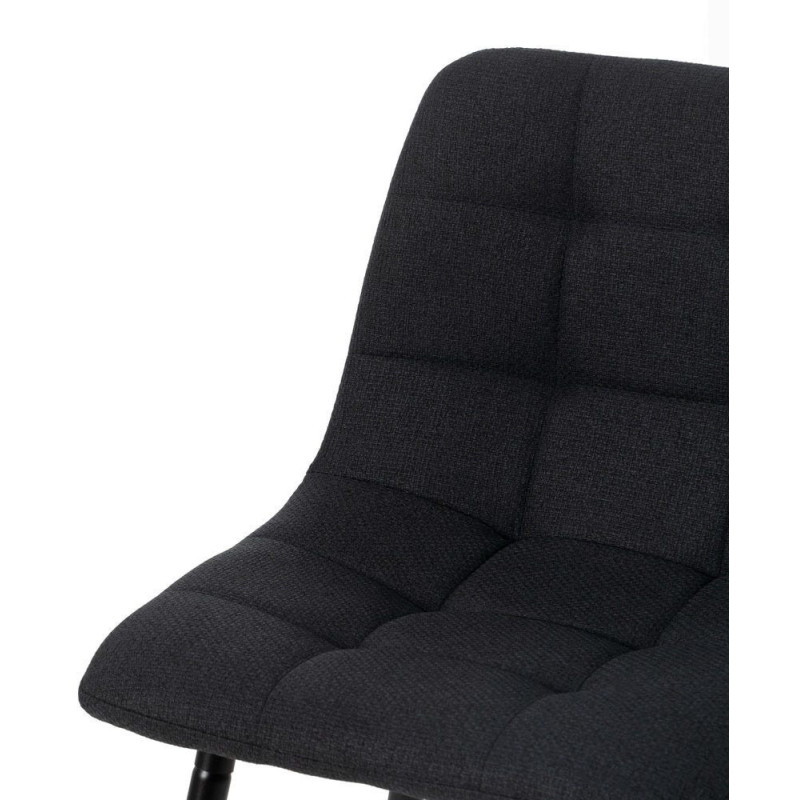 Tabouret de bar moderne chic Tissu Noir Matelassé Métal Noir Terimo (Lot de 4) - 6