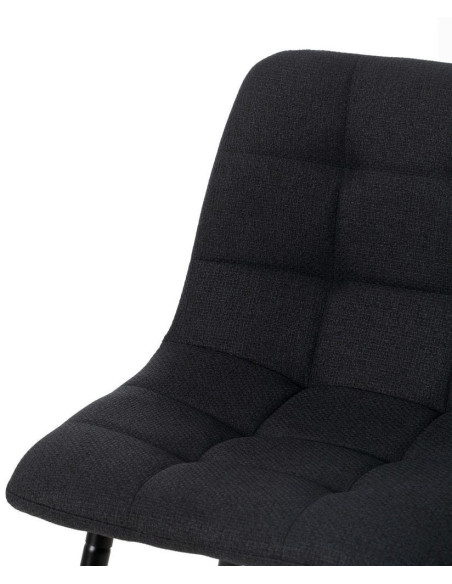 Tabouret de bar moderne chic Tissu Noir Matelassé Métal Noir Terimo (Lot de 4) - 6