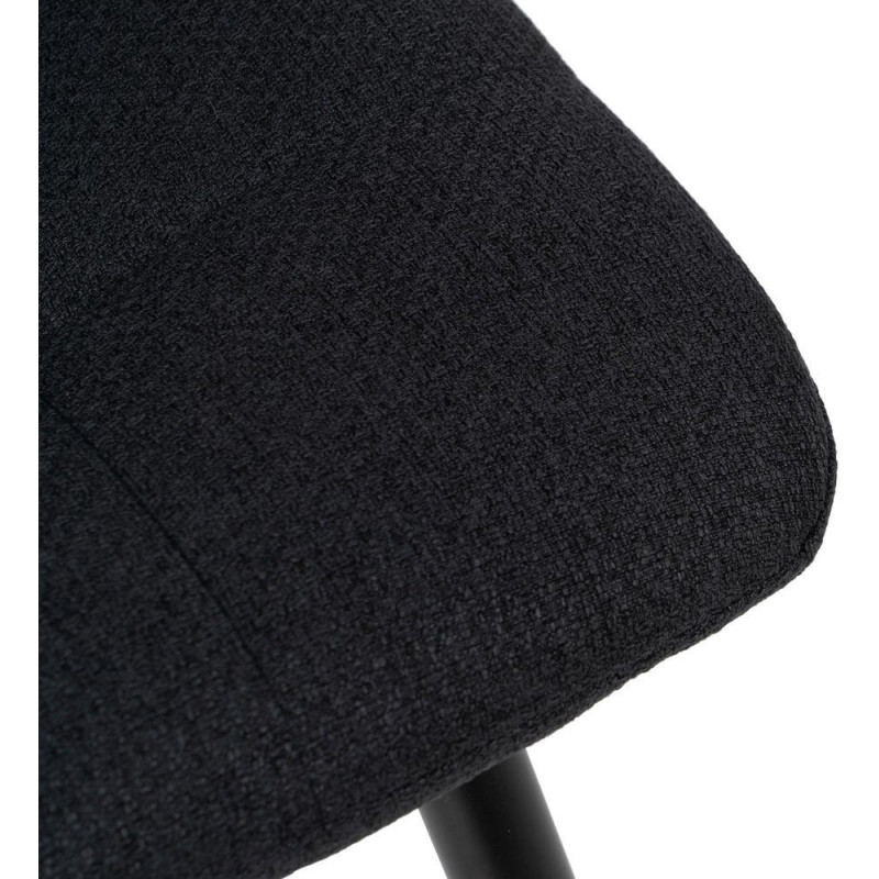 Tabouret de bar moderne chic Tissu Noir Matelassé Métal Noir Terimo (Lot de 4) - 7