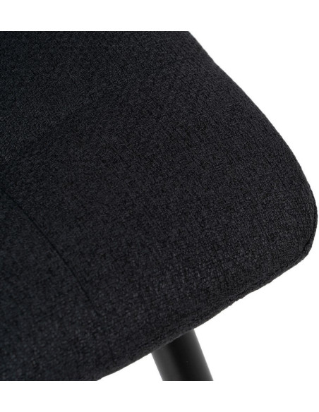 Tabouret de bar moderne chic Tissu Noir Matelassé Métal Noir Terimo (Lot de 4) - 7