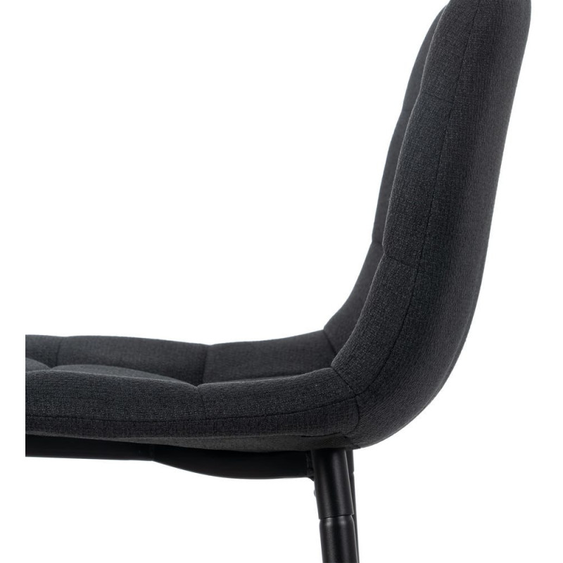 Tabouret de bar moderne chic Tissu Noir Matelassé Métal Noir Terimo (Lot de 4) - 8