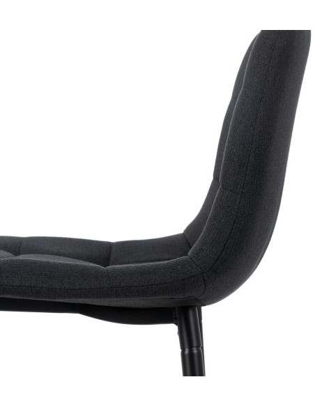 Tabouret de bar moderne chic Tissu Noir Matelassé Métal Noir Terimo (Lot de 4) - 8