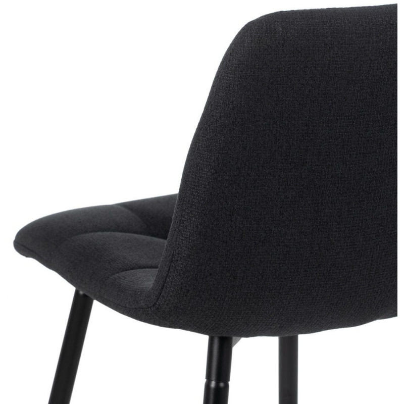 Tabouret de bar moderne chic Tissu Noir Matelassé Métal Noir Terimo (Lot de 4) - 9