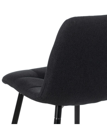 Tabouret de bar moderne chic Tissu Noir Matelassé Métal Noir Terimo (Lot de 4) - 9