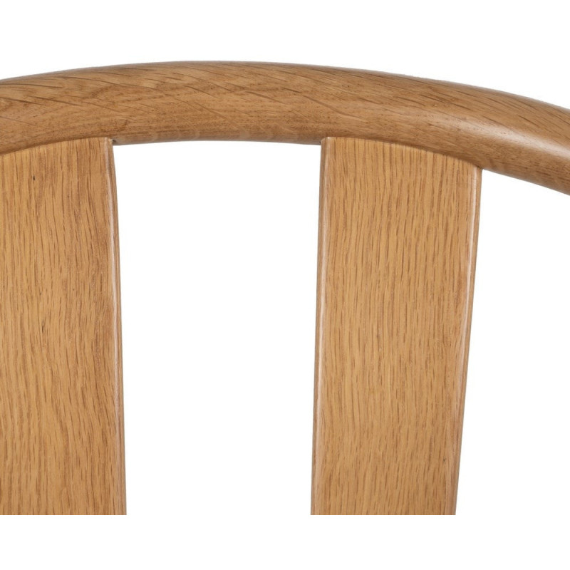 Fauteuil de table vintage scandinave Bois de chêne Naturel Tissu Beige Quinio - 11