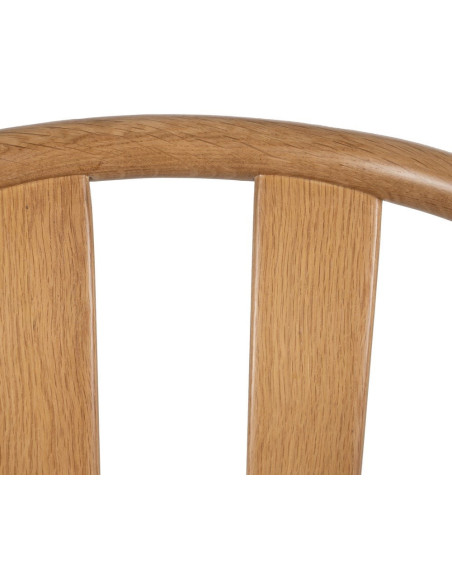 Fauteuil de table vintage scandinave Bois de chêne Naturel Tissu Beige Quinio - 11