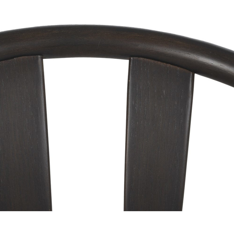 Fauteuil de table vintage scandinave Bois de chêne Noir Tissu Beige Quinio - 11