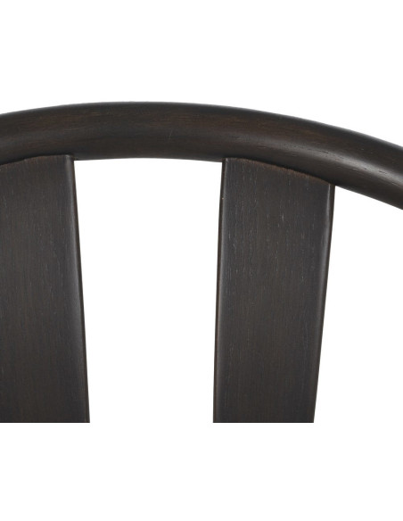 Fauteuil de table vintage scandinave Bois de chêne Noir Tissu Beige Quinio - 11