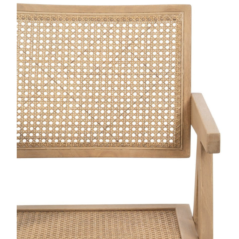 Fauteuil de table vintage chic Bois d'hévéa Rotin Naturel Cannage Bravio (Lot de 2) - 5