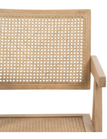 Fauteuil de table vintage chic Bois d'hévéa Rotin Naturel Cannage Bravio (Lot de 2) - 5