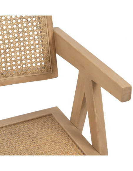 Fauteuil de table vintage chic Bois d'hévéa Rotin Naturel Cannage Bravio (Lot de 2) - 7