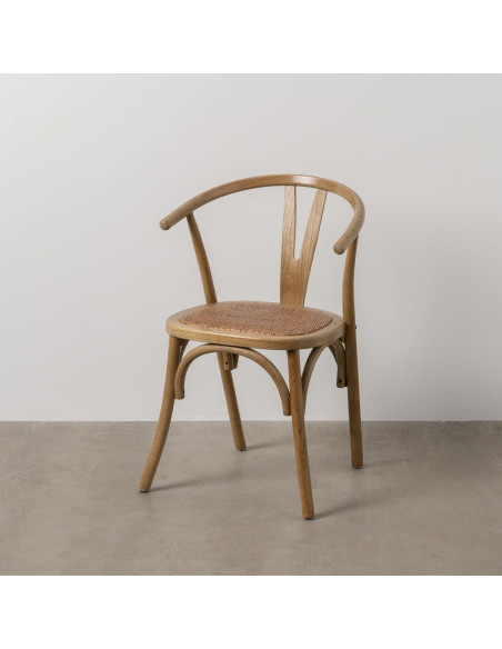 Chaise bistrot vintage Bois d'orme Naturel Rotin Marron Tressé Zorvia - 12