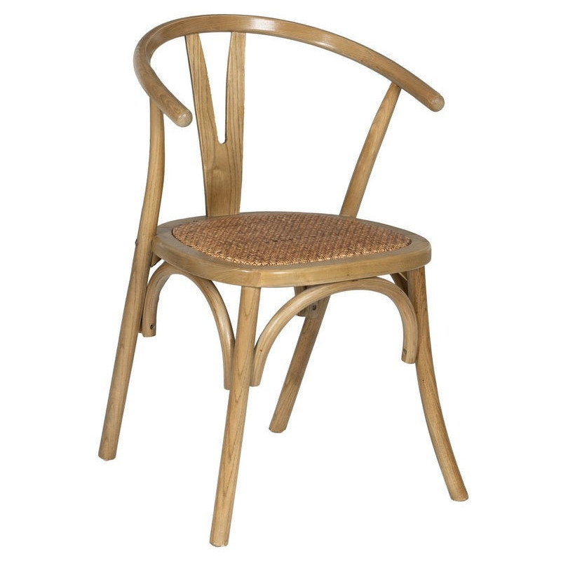 Chaise bistrot vintage Bois d'orme Naturel Rotin Marron Tressé Zorvia - 1