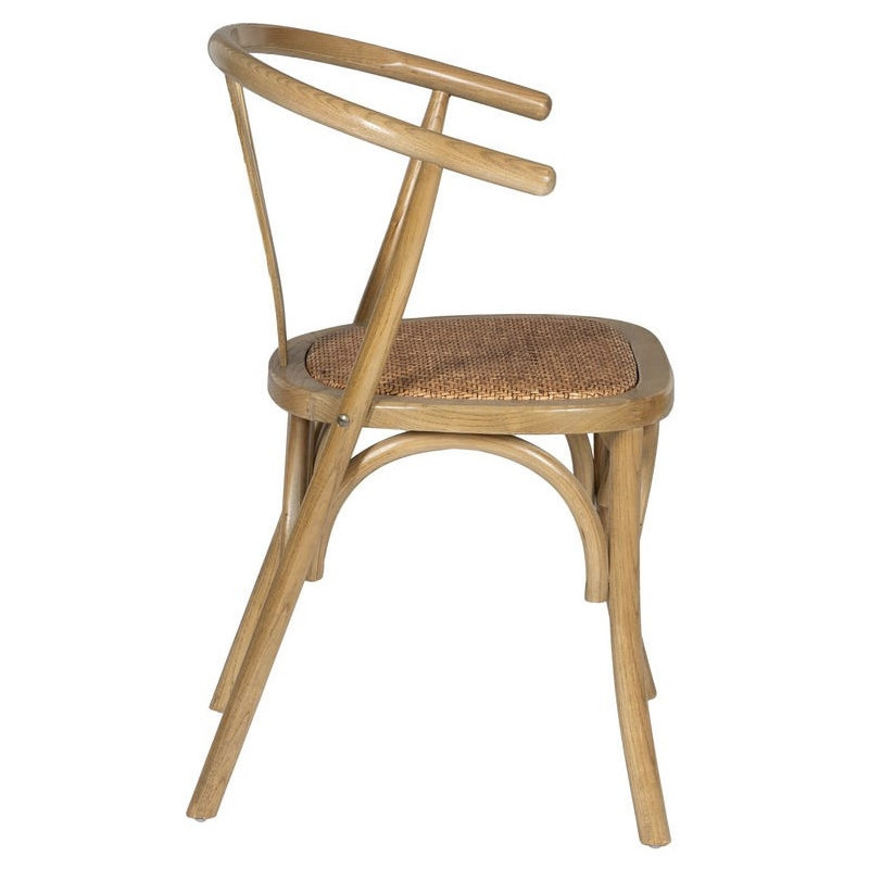 Chaise bistrot vintage Bois d'orme Naturel Rotin Marron Tressé Zorvia - 3