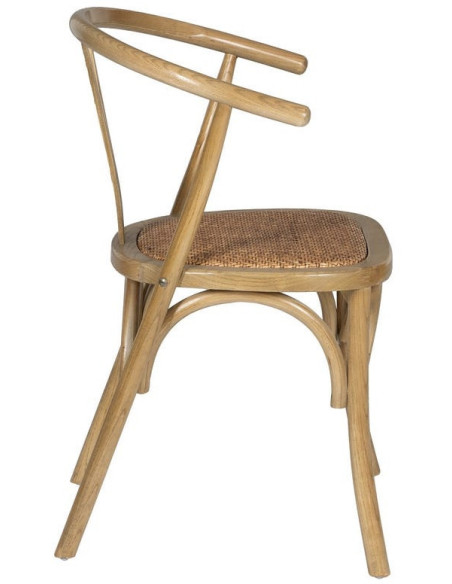 Chaise bistrot vintage Bois d'orme Naturel Rotin Marron Tressé Zorvia - 3