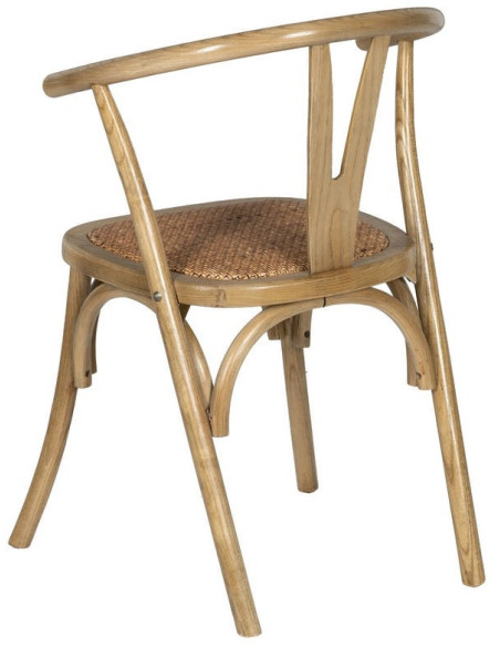 Chaise bistrot vintage Bois d'orme Naturel Rotin Marron Tressé Zorvia - 4