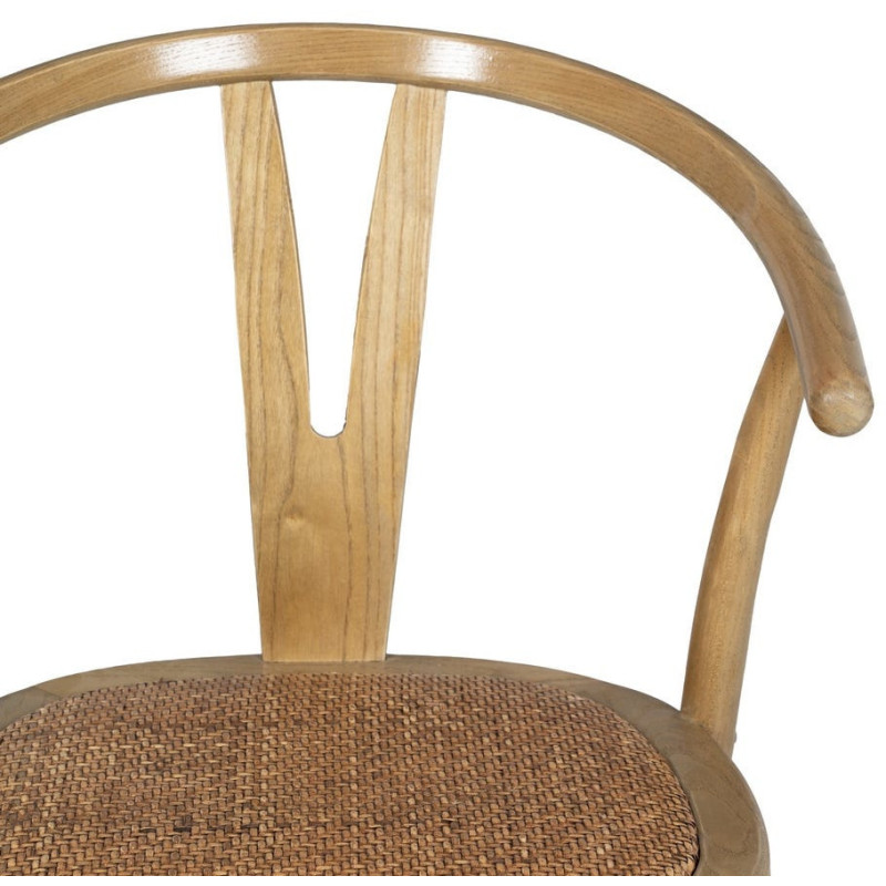 Chaise bistrot vintage Bois d'orme Naturel Rotin Marron Tressé Zorvia - 5