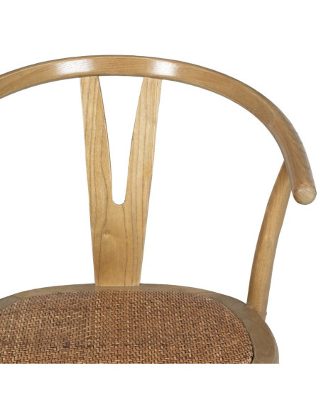 Chaise bistrot vintage Bois d'orme Naturel Rotin Marron Tressé Zorvia - 5