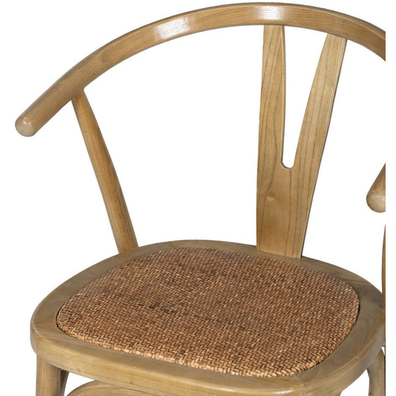 Chaise bistrot vintage Bois d'orme Naturel Rotin Marron Tressé Zorvia - 6