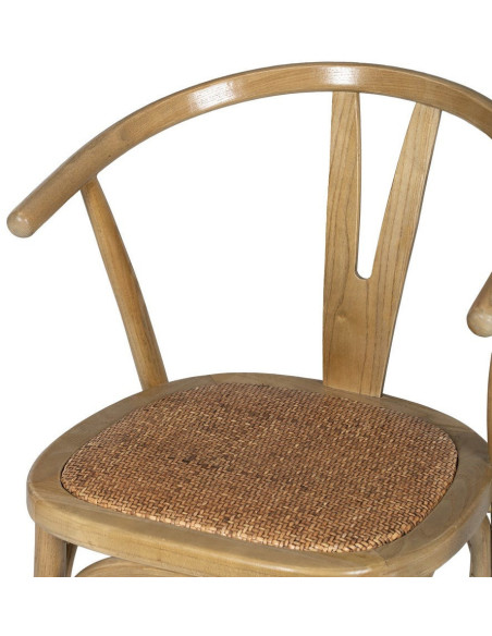 Chaise bistrot vintage Bois d'orme Naturel Rotin Marron Tressé Zorvia - 6
