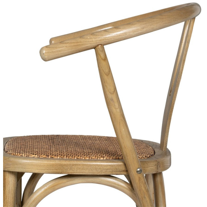 Chaise bistrot vintage Bois d'orme Naturel Rotin Marron Tressé Zorvia - 7