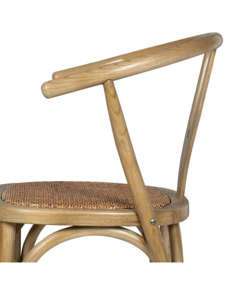 Chaise bistrot vintage Bois d'orme Naturel Rotin Marron Tressé Zorvia - 7