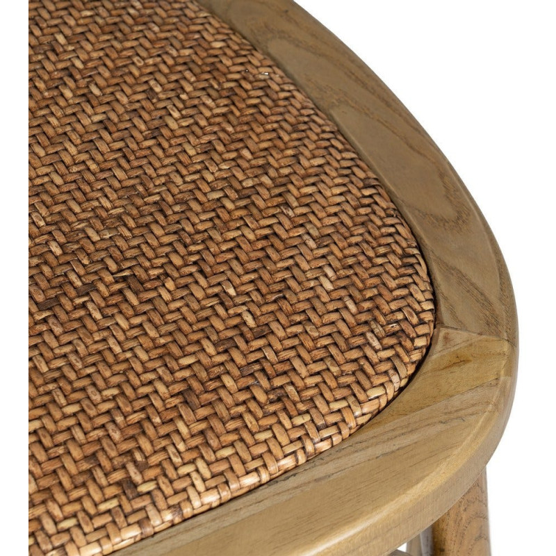 Chaise bistrot vintage Bois d'orme Naturel Rotin Marron Tressé Zorvia - 9