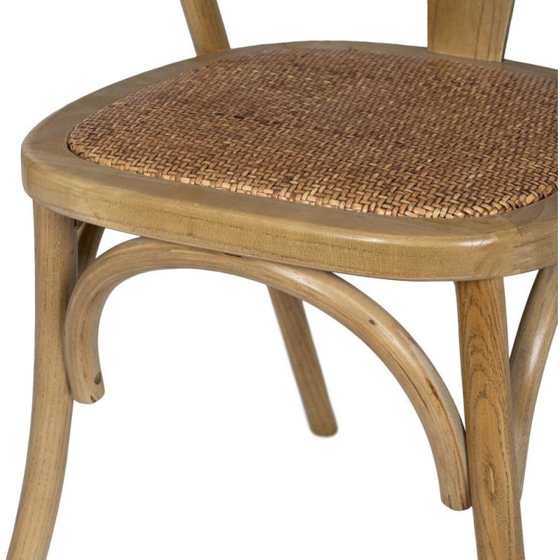 Chaise bistrot vintage Bois d'orme Naturel Rotin Marron Tressé Zorvia - 10