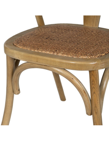 Chaise bistrot vintage Bois d'orme Naturel Rotin Marron Tressé Zorvia - 10