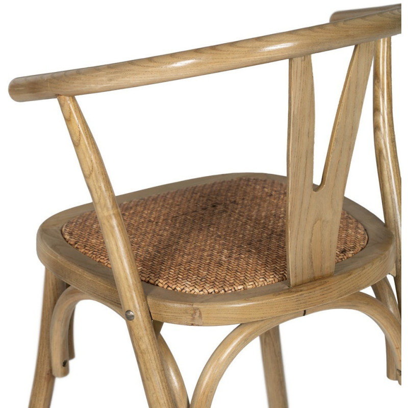 Chaise bistrot vintage Bois d'orme Naturel Rotin Marron Tressé Zorvia - 11