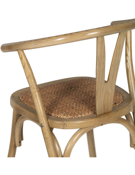 Chaise bistrot vintage Bois d'orme Naturel Rotin Marron Tressé Zorvia - 11