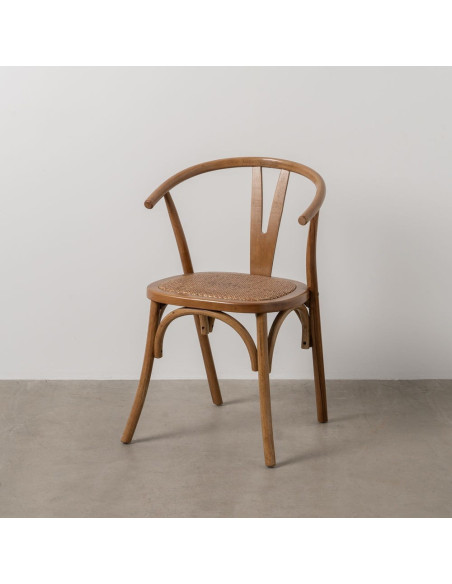 Chaise bistrot vintage Bois d'orme Miel Rotin Marron Tressé Zorvia - 12