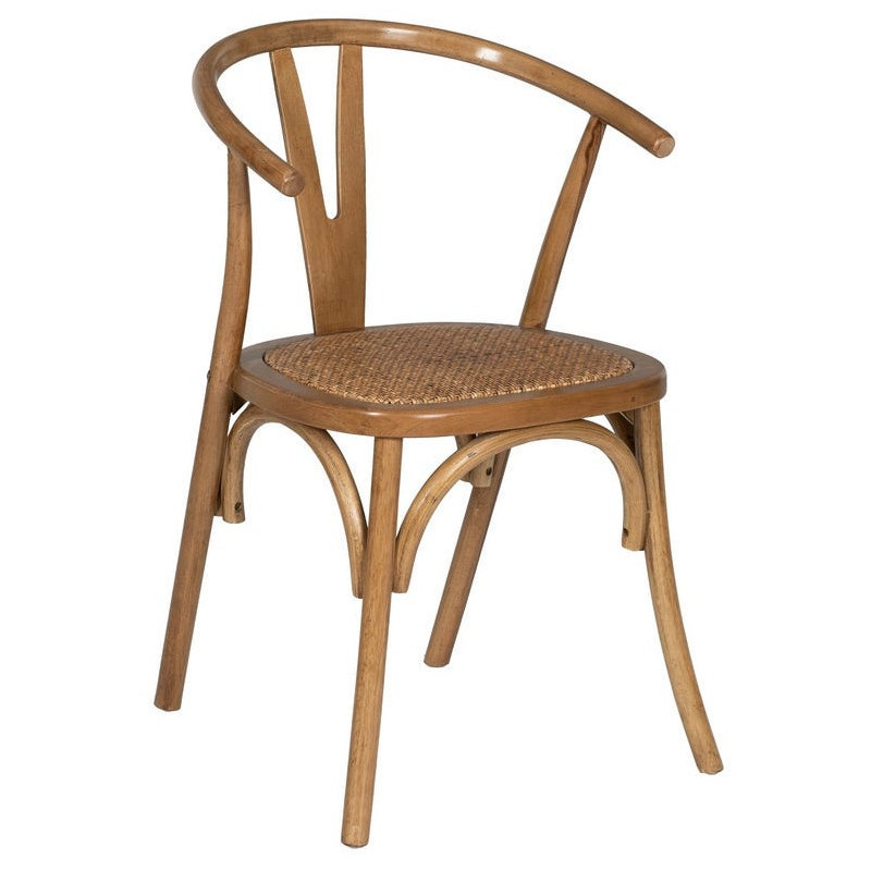 Chaise bistrot vintage Bois d'orme Miel Rotin Marron Tressé Zorvia - 1