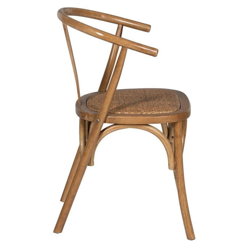 Chaise bistrot vintage Bois d'orme Miel Rotin Marron Tressé Zorvia - 3