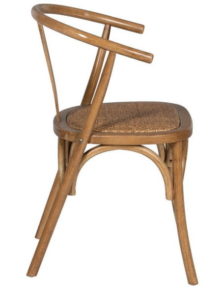 Chaise bistrot vintage Bois d'orme Miel Rotin Marron Tressé Zorvia - 3