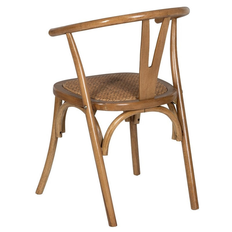 Chaise bistrot vintage Bois d'orme Miel Rotin Marron Tressé Zorvia - 4