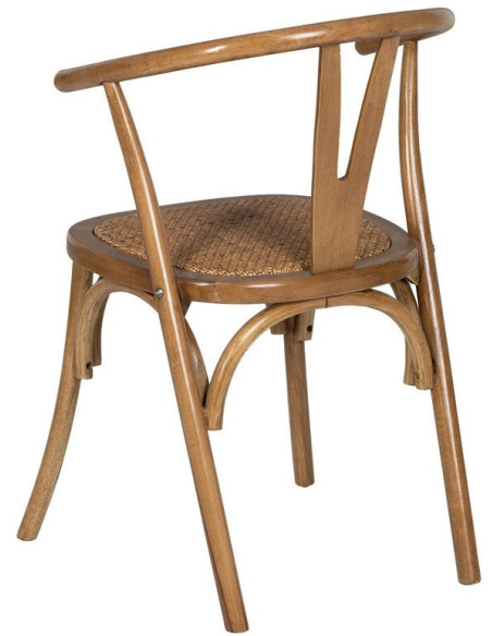 Chaise bistrot vintage Bois d'orme Miel Rotin Marron Tressé Zorvia - 4