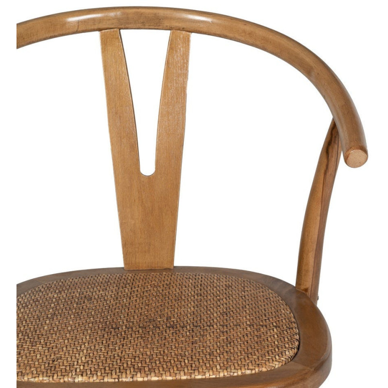 Chaise bistrot vintage Bois d'orme Miel Rotin Marron Tressé Zorvia - 5