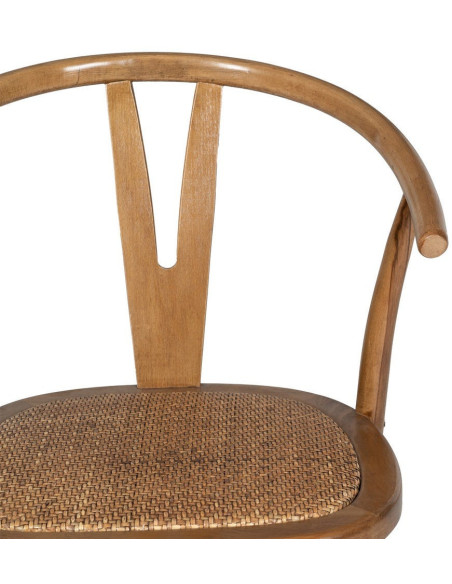 Chaise bistrot vintage Bois d'orme Miel Rotin Marron Tressé Zorvia - 5